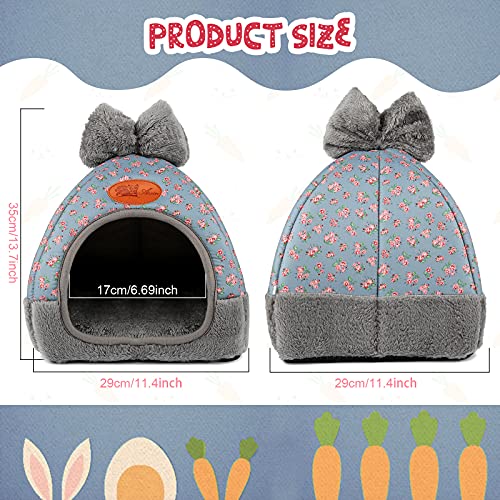 YUEPET Bunny Hideout, Guinea Pig Cave Bed, Bowknot House for Dwarf Rabbits | Rabbit Hideout, Enclosed Cave Design, Removable Cushion,Cozy Large Bunny Hideout, Floral Pattern, Indoor Cage Use