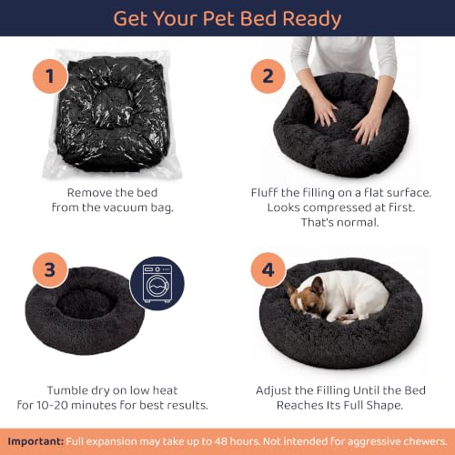 Donut Dog Bed - Premium Comfort for Anxiety Relief - Fluffy & Calming Design with Ultra-Plush Support | Cozy Round Dog Bed with Super Soft Circle Style (Black, Small) - color: Black, size: Small (23"L x 23"W x 8"Th)