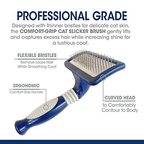 Four Paws Magic Coat Professional Series Grooming Essentials - Trimmers, Nail Clippers, and Brushes for Pets | Cat de-shedding brush, removes loose hair, smoothes coat, designed with a curved head, ergonomic handle