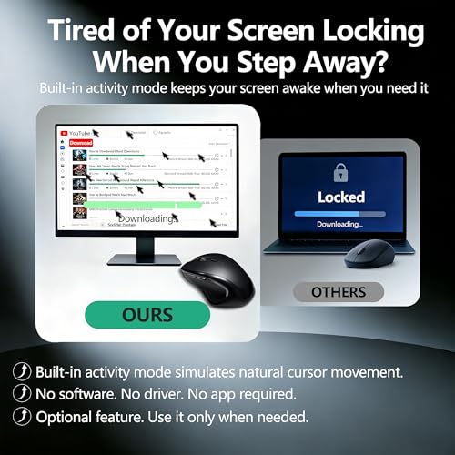 Bluetooth Ergonomic Mouse for MacBook & iPad, Built-In Jiggler, Black | Bluetooth 5.2/3.0 + 2.4G USB-C/USB-A, Silent Rechargeable Mice For Home Office, Study, Laptop, PC, Work, Travel, Students - color: Black