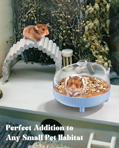 Pawfly Hamster Sand Bath Container, Hamster Sand Bath Box, Hamster Bathtub, Hamster Bathroom, Hamster Toilet, Plastic Dust Bath for Dwarf Hamsters, Syrian Hamsters, Mice, Gerbils & Small Animal, Blue - color: Blue