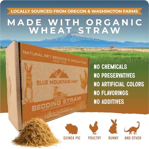 Organic Bedding Straw for Pets, Garden, Compost Use, 10lb | Soft Absorbent Bedding, Pet Habitats, Nesting Use, Garden Mulch, Composting Support, USDA Organic, Non-Gmo, Chemical Free - size: 10lb