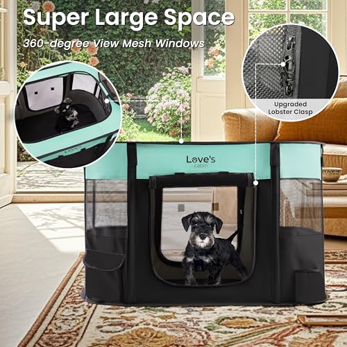 Love's Cabin Medium Dog Tent Crate, Portable Foldable Pop Up Dog Kennel Playpen with Carrying Case (Green) - color: Green, style: Medium