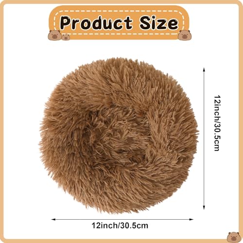 PETKNOWS 2-Pack Winter Guinea Pig Beds Hamster Bed Small Animal Hideout | Thickened Plush and PP Cotton Fabric, Guinea Pig and Hamster Bed, Keeping Warm and Safe, 30cm Size with Inner Cushion - color: Brown, Grey