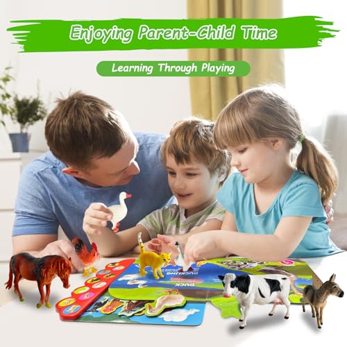 iGRATENS Farm Animals Figures Toys with Sound Books, 10PCS Farm Animals for Toddlers & Animal Sound Books with 10 Buttons, Plastic Animals, Farm Toys for Toddlers 3-5, Animal Lover Gifts for Kids - style: Farm Animals