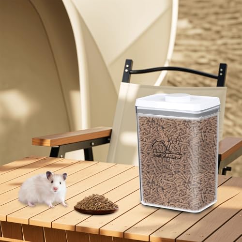 Pet Treat Storage Container,Clear Airtight Food Container One Button Opening Food Containers,with Handled Lid and Measuring Spoon Clear,for Storage Hamster Sand,Rabbit Food,Rabbit Nuggets Etc