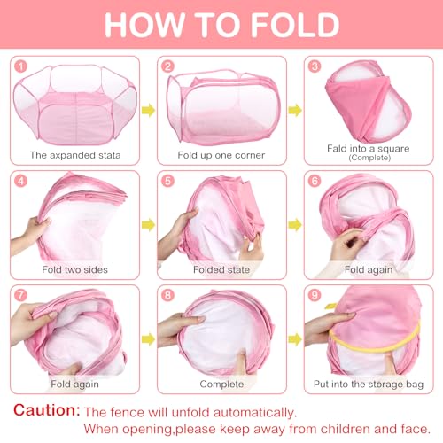 Hamster Playpen with Mat Small Animal Cage Tent Breathable Transparent Guinea Pig Playpen Waterproof Portable Yard Fence Mat Foldable Exercise Playpen Outdoor Indoor (Pink,Star) - color: Pink