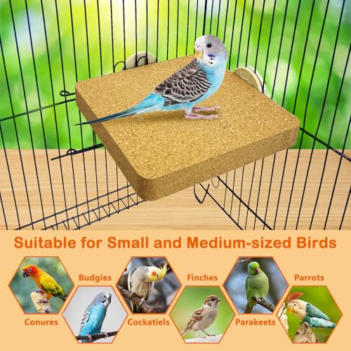 3 Pack Bird Perch Platform Cork Parrot Perch Stand Corner Parakeet Chewing Toy Bird Paw Grinding Cage Accessories for Medium and Large Conures Budgies Cockatiels Finches (Large) - size: Large