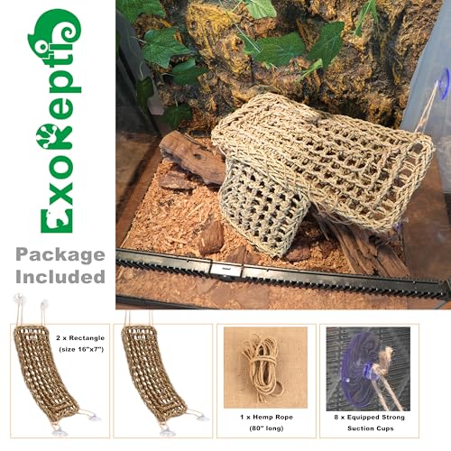 Bearded Dragon Hammock Lizard Tank Accessories Reptile Lounger Amphibian Habitat Décor for Chameleon, Geckos, Snakes, Hermit Crab, Lguana Reptiles, Tortoises - size: 16"+16"
