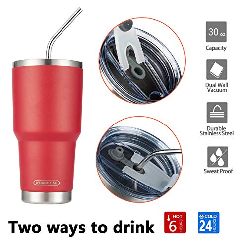 D·S 30oz Red Tumbler Double Wall Vacuum Insulated Travel Coffee Mug | Double Wall Vacuum Suit Cold and Hot Drink Fits in standard car cup holders With Splash-Proof Lid - color: Red