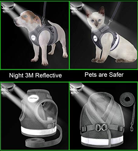 Cat Harnesses and Puppy Harness with Leashes Set, Escape Proof Cat Harness, Adjustable Reflective Soft Mesh Vest Fit Puppy Kitten Rabbit Ferrets's Outdoor Harness - color: DarkGrey, size: S (Chest: 9" - 11")