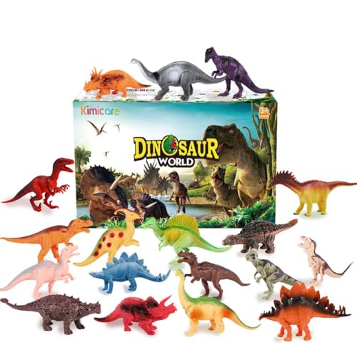 Kimicare Kids Dinosaur Figures Toys, 18 Pcs Plastic Dinosaur Toys for Kids 3-5, STEM Educational Realistic Dinosaurs Figurine Playset for Toddlers, 5 to 7 Inch Dino Toy Birthday Gifts Boys Girls - style: Dinosaur Toys
