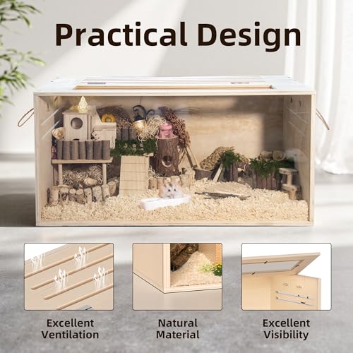 Pine Small Animals Houses&Habitats Chewproof, 32" Pine Guinea Pig Cage Hamster Cage for Small Animals (32" Medium, Normal) - size: 32.0"L x 15.8"W x 15.8"H