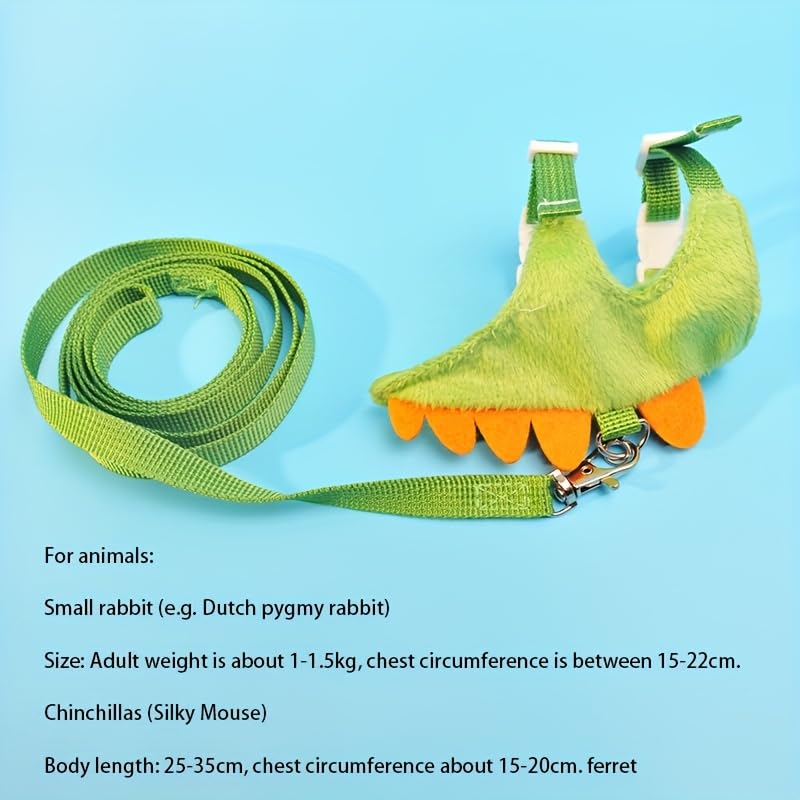 Small Animal Harness and Leash Set, Adjustable Escape Proof Ferret Harness Vest for Adult Ferret, Meerkat, King Squirrel & Fancy Rat, Soft Comfortable Pet Walking Harness with Leash - color: Green