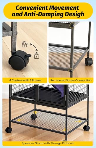 Garvee Metal Small Animal Cage,39 ''H Multi-Level Ferret Cage for Small Animals - Large Hamster Cage with Ramp, Extra Storage Stand, RemovableTray for Chinchilla, Rabbit | Large Hamster Cage with Ramp, Extra Storage Stand, RemovableTray for Chinchilla, Ra