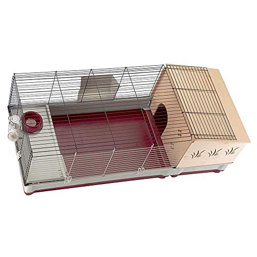 Ferplast Krolik Extra-Large Rabbit Cage w/ Wood Hutch Extension Rabbit Cage Includes All Accessories and Measures 55.9L x 23.62W x 19.68H and Includes ALL Accessories - style: Rabbit Cage w/ Wood Hutch