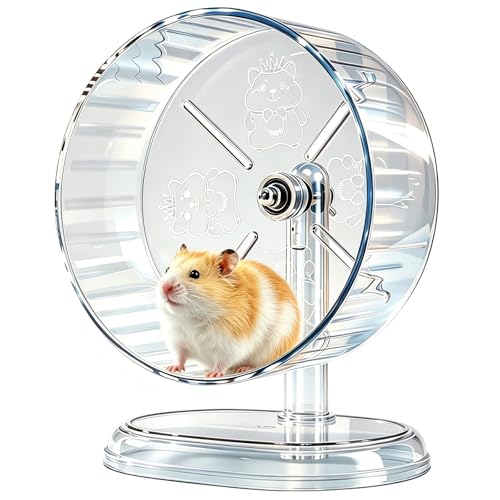 Hamster Wheel,Super Silent Hamster Exercise Wheels,Silent Wheel,Hamster Wheels,Adjustable Stand Hamsters Exercise Wheels,Quiet Rat Wheel (Transparent, Ф8.3 inch) - size: Ф8.3 inch