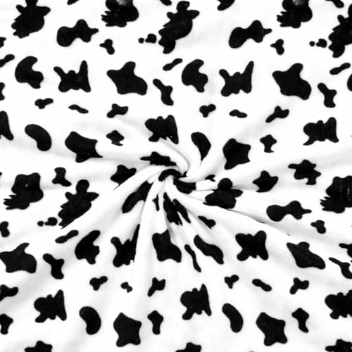 Barcelonetta | Fleece Fabric | Blanket Fabric | 36"X60" | Polar Fleece | Soft, Plush, Anti-Pill | Poncho, Pillow Cover, PJ Pants, Cushion, Liners, Eye Mask (Cow B&W, 1 Yard) - color: Cow B&w, size: 1 Yard