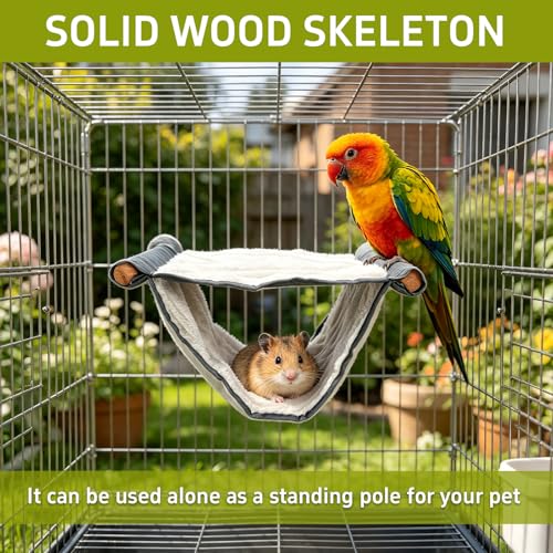 Zoyiancy Guinea Pig Bed and Hanging Hammock, Double Layer Bed for Small Pet | Detachable Fabric Cover, Wooden Frame Double-Layer Structure, Gray, Fits Guinea Pigs, Hamsters, Rats, Ferrets,Small Parrots