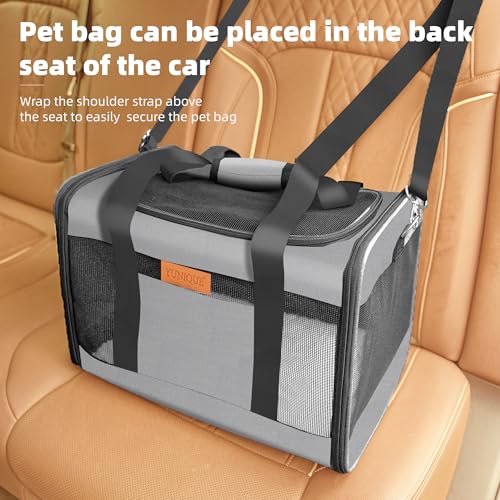 YUNIQUE Soft-Sided Cat & Dog Carrier for Pets Up to 15 Lbs, Airline Approved Collapsible Travel Puppy Carrier with Lightweight Fabric Design (Grey) - color: grey