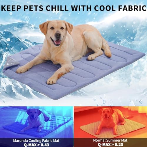 MARUNDA Dog Cooling Mat, No Need to Freeze Or Refrigerate This Cool Pet Pad Cat Mats- Keep Your Pet Cool, Machine Washable (Ocean Blue, 36" x 24" - Large-Crate) - color: Ocean Blue, size: 36" x 24" - Large-Crate