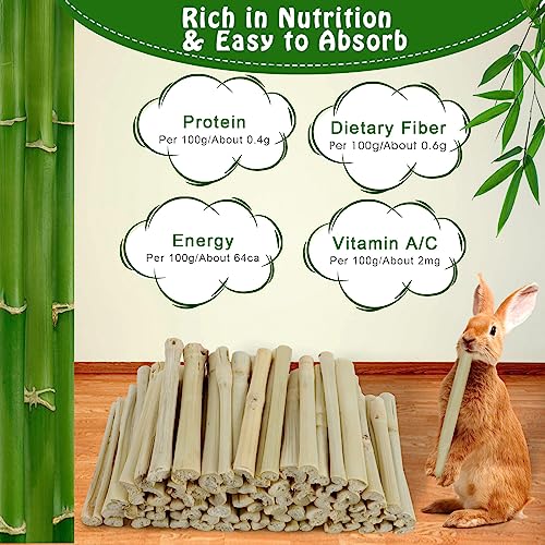 BWOGUE 1000g Bamboo Chews for Rabbits, Rabbit Chew Toys Sweet Bamboo Sticks | Pet Snacks, Rabbit Bamboo Chew Sticks, Bamboo Sticks for Rabbits, Bamboo for Rabbits, About 100 Sticks, 4.3 in, Sealed Bag - size: 2.2 Pound (Pack of 1)