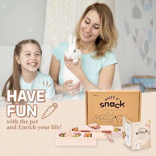SoulThink® Advanced Interactive Wooden Pet Rabbit Toys - Sniff n' Snack Bunny Chew Toys for Rabbit Treats, Suited for Chinchilla Foraging, Guinea Pigs Boredom, and Hamster Enrichment (2 Set) - style: Sniff n' Snack - Advanced