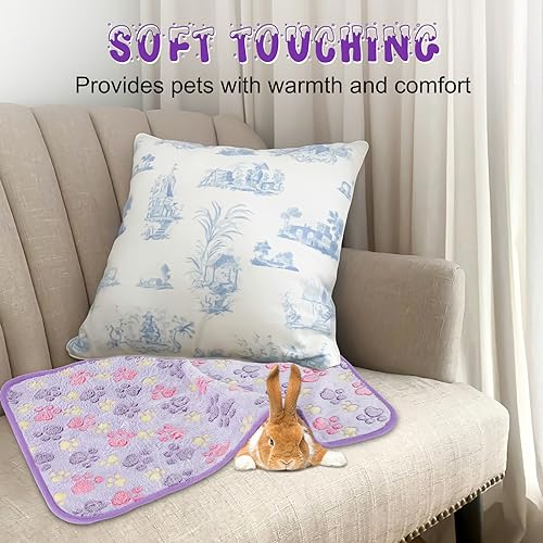 YUEPET 6 Pack Waterproof Guinea Pig Blankets, Fleece Cage Liners, M | Guinea Pig Fleece Cage Liners, Waterproof Backing, Machine Washable, Soft Fleece bunny blanket, 35 x 24 in - color: Purple+blue+beige+white+pink+coffee, size: M-35"×24"