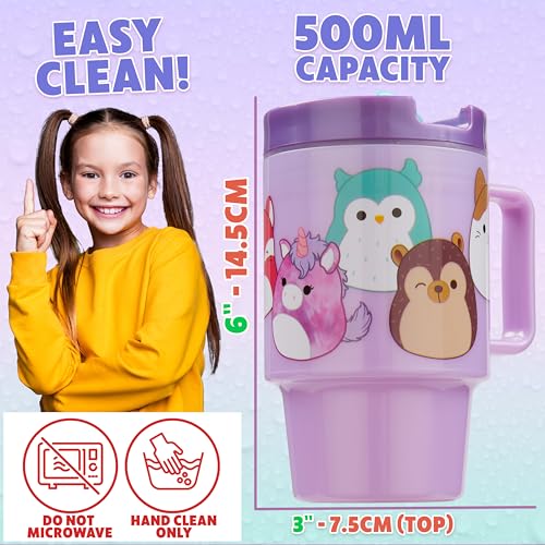 Get Trend Squishmallows Kids Water Bottle with Straw 16.9 oz BPA Free Plastic Cup with Lid Handle Reusable Tumbler for School Gifts for Kids (Lilac Squishmallows) - color: Lilac Squishmallow