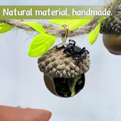Jumping Spider Hide, Magnetic Climbing Rope Bridge, Handmade Real Acorn Hideaway Cave, Spider Platform, Decorative Accessory for Small Reptile Enclosures (Style 2) - style: Style 2