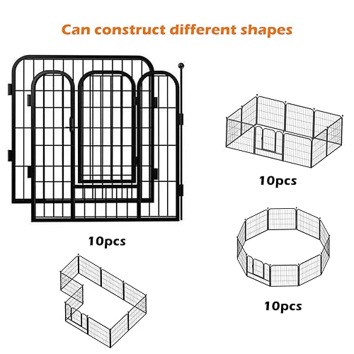 fowick 32" H x32 w Dog Playpen 10 Panels, Lack MelalPupy Exercise Pen forindoors & Oudors,Ffoldabl Animal Bamier ence, Porable petplay Pen for smal Dogs& Rabbits, No Dig Fence - size: 32inch