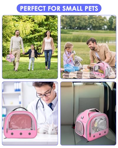 Bissap Guinea Pig Carrier Bag, Portable Small Animal Carrier Pouch for Hamster Chinchilla Bunny Hedgehog Lizard Bearded Dragon Bird Outgoing Reptile Travel Carrying Case - Pink - color: Pink