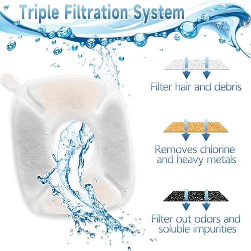 34 Pcs Cat Fountain Filters Replacement Compatible with VEKEN 95oz/2.8L Cat Water Fountain Filters Automatic Dog Water Fountain Filters Pet Fountain