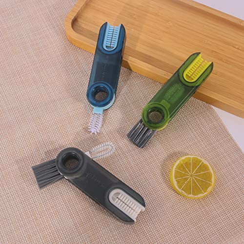3 in 1 Cup Lid Gap Cleaning Brush Set, Multifunctional Insulation Bottle Cleaning Tools, Mutipurpose Tiny Silicone Cup Holder Cleaner, Home Kitchen Cleaning Tools - color: Green