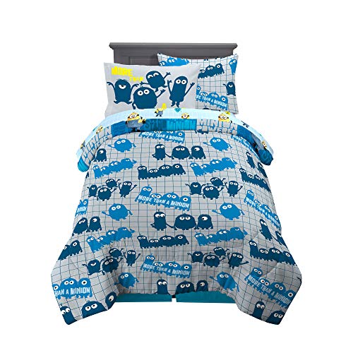 Franco Kids Bedding Super Soft Comforter and Sheet Set with Sham, 5 Piece Twin Size, Minions The Rise Of Gru - color: Minions the Rise of Gru, size: 5 Piece Twin Size
