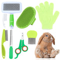 VCZONE 8 Pcs Small Animal Grooming Kit, Pink with Pet Nail Clipper and File, Flea Comb, Pet Shampoo Bath Brush, Pet Shedding Slicker Brush, Bath Massage Glove, Cleaning Comb (Green) - color: Green
