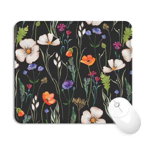 Mouse Pad with Stitched Edge, Multiple Patterns Computer Mouse Pads with Non-Slip Rubber Base, Washable Cloth Mousepad, for Gaming, Laptop, PC (Wildflower Night) - color: 29Wildflower Night