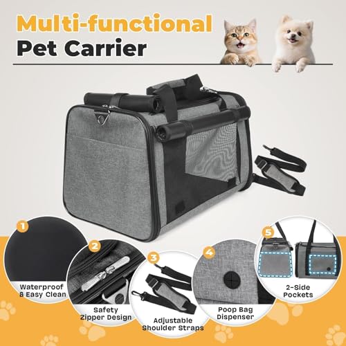 YUDODO 2 Packs 25 lbs Soft Sided Pet Carrier for Large Cat & Small Dog | Airline Approved, Lightproof Breathable Design, Side Pockets, Durable Mesh, Foldable and Portable, Grey+Grey green - color: 2 Pack(Grey*1+Grey green*1)