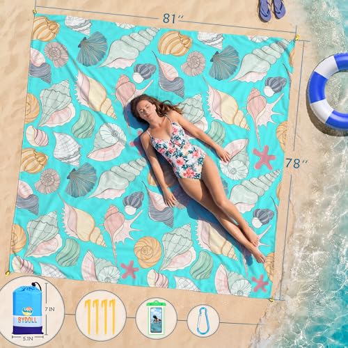 BYDOLL Beach Blanket Waterproof Sandproof,78''X81''/78''X110'' Large Sand Free Oversized Lightweight Sand Resistant Blanket, Picnic Mat for Beach Travel Camping Hiking Essentials - color: Conch, size: 78''X81"