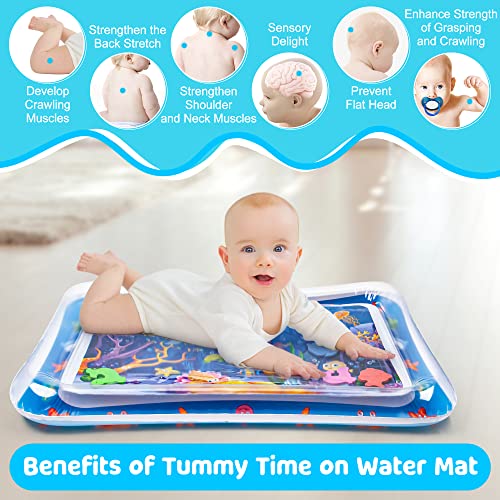 Yeeeasy Tummy Time Water Mat丨Inflatable Tummy Time Water Play Mat for Babies, Infants and Toddlers 3 to 24 Months Promote Development Toys Baby Toys essentials and Gifts - color: Blue