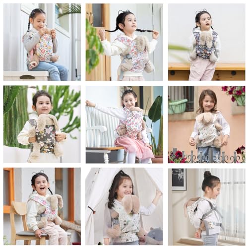 GAGAKU Baby Doll Carrier for Little Girls - Stuffed Animal Carrier Toy for Toddler - Pink Wax Flowers - color: 1_wax Flowers