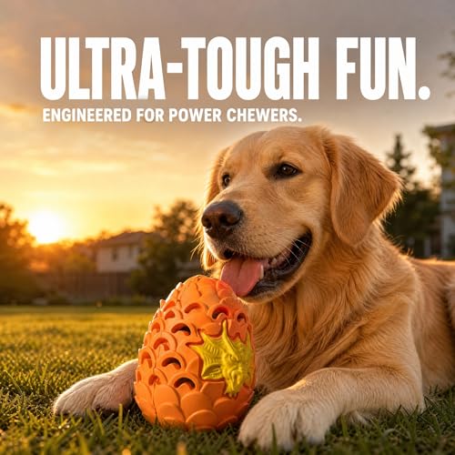 Dragon Egg Dog Chew Toys for Power Chewers - Toughest Indestructible | Treat Dispenser for Medium Large Aggressive Heavy Chewers, Interactive Puzzle, Easy Clean - color: Large 5.3IN Orange