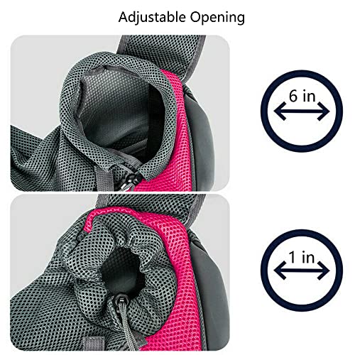 Kucehiup Pet Sling Carrier Travelling Hands-Free Puppy Backpack - color: Rose Red