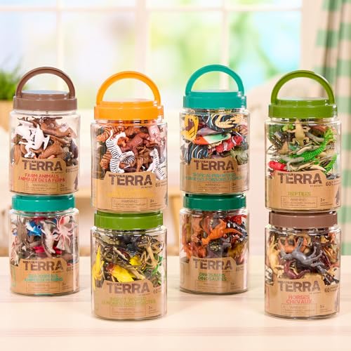 Terra by Battat Insect World Bug Toys, 60 Mini Figures in Tube, Insects | 60 toy bugs in 12 realistic designs with ants, scorpions, beetles, dragonflies and more in a storage tube, Insects, 3+ Years - style: 60pcs Insects & Bugs