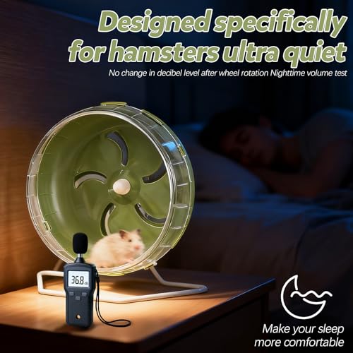 8.4" Height-Adjustable Silent Hamster Wheel Stand, Quiet Hamster Exercise Wheels, Chinchilla Running Spinner Cage Accessories for Gerbil Guinea Pig Mouse Sugar Glider (Green)