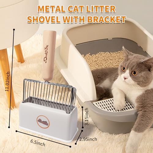 Cat Litter Scoop Metal Litter Scooper with Holder Cat Litter Scooper Kitty Litter Scoop Cat Poop Scooper Poop Scooper for Cat Litter Litter Box Scooper Metal