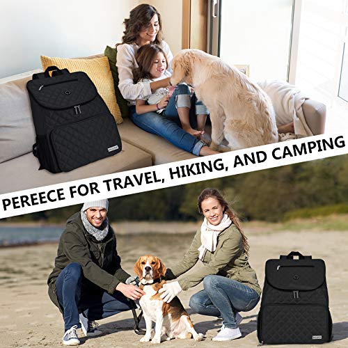 BAGLHER Dog Travel Bag, Airline Approved Pet Supplies Backpack, Dog Travel Backpack with 2 Silicone Collapsible Bowls and 2 Food Baskets, Black - color: Black-B