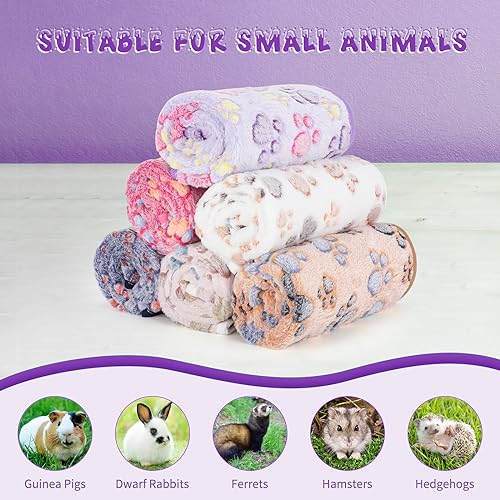 YUEPET Waterproof Guinea Pig Blankets 6 Pack, Fleece Cage Liners, L | Guinea Pig Fleece Cage Liners, Waterproof Backing, Machine Washable, Soft Fleece Surface, 48 x 24 in - color: Purple+blue+beige+white+pink+coffee, size: L-48"×24"