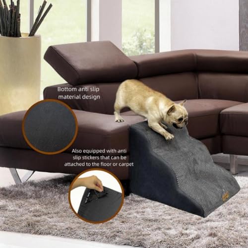 3-Step Pet Stairs for High Beds & Couches, Multi-Step Non-Slip Pet Steps with Balanced Ramp, Indoor 2/3/4/5 Steps for Small Large Cats & Pets, Anti-Slip Stickers Included, 33D Grey