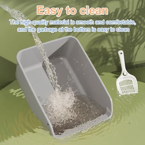 Rabbit Litter Box with Low Entry, High Back Splash Guard for Guinea Pigs, Hamsters, Hedgehogs, Chinchillas & Small Animals, Easy Clean Potty Training Pan for Cage (Grey) - color: Grey